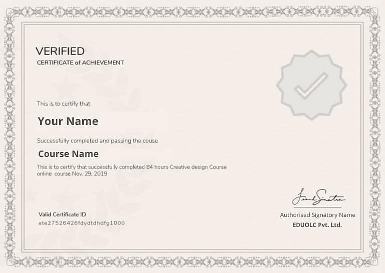 Course Certificate Sample